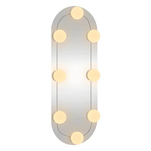 vidaXL Veggspeil med LED-lys 15x40 cm glass oval