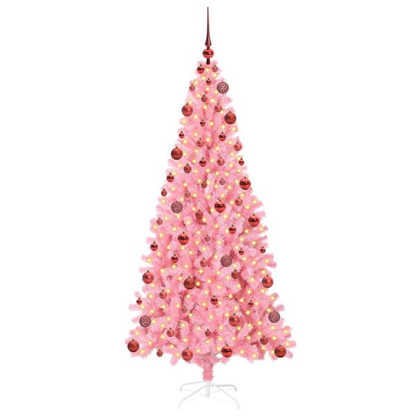 vidaXL Juletre med 300 LED med stativ Rosa 180 cm PVC