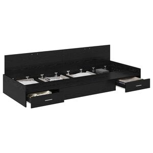 vidaXL Sengestamme med skuff Svart Eik 98.5 x 200 cm Konstruert tre