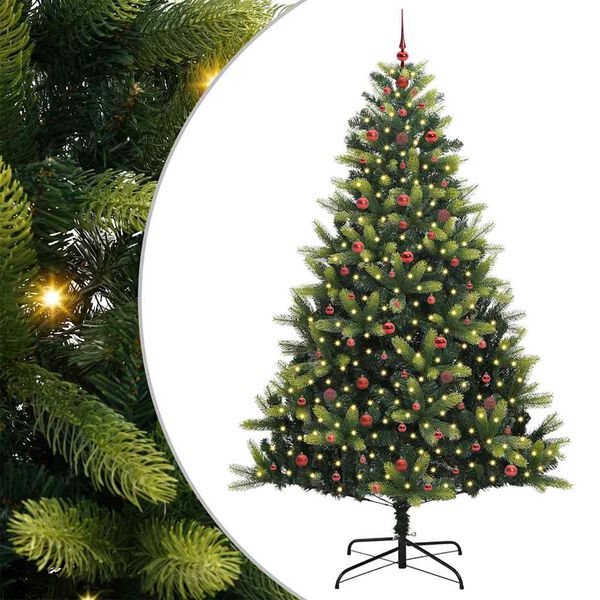 vidaXL Kunstig leddet juletre med 300 LED-lamper gr&oslash;nn 240 cm