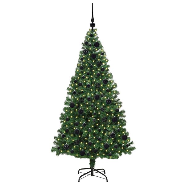 vidaXL Kunstig juletre med 300 LED gr&oslash;nn 180 cm PVC og St&aring;l og Plast