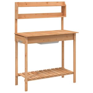 vidaXL Pottebord med skap 147,5x44x139,5 cm heltre gran