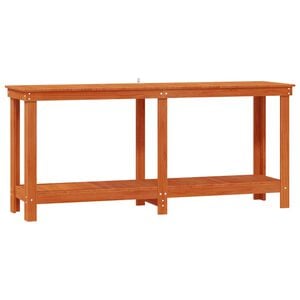 vidaXL Arbeidsbenk med hylle VoksBrun 180 x 50 x 80 cm Massiv furu