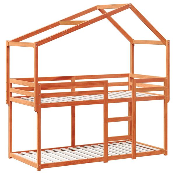 vidaXL Barneseng med tak voksbrun 80x200 cm heltre furu