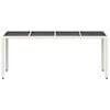 vidaXL Hagebord med glassplate hvit 190x90x75 cm polyrotting