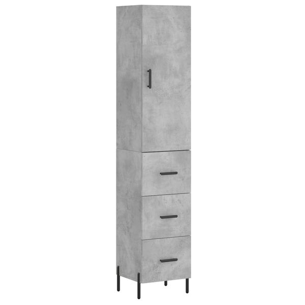 vidaXL Highboard betonggr&aring; 34,5x34x180 cm konstruert tre