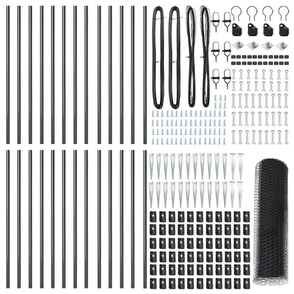 vidaXL Gjerdep&aring;le Gr&aring; 50 x 0,5 m (13 mm maske) St&aring;l og PVC
