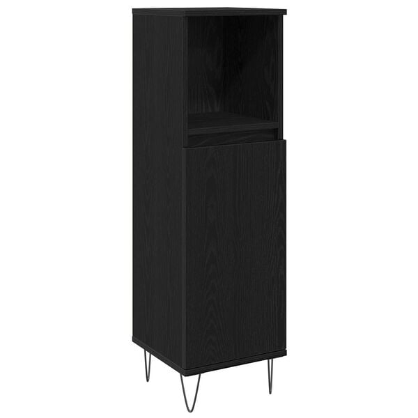 vidaXL Baderomsinnredningssett med d&oslash;r 3 pcs Svart Eik Konstruert tre