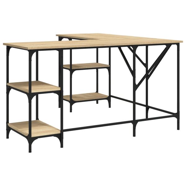 vidaXL Skrivebord sonoma eik 139x139x75 cm konstruert tre