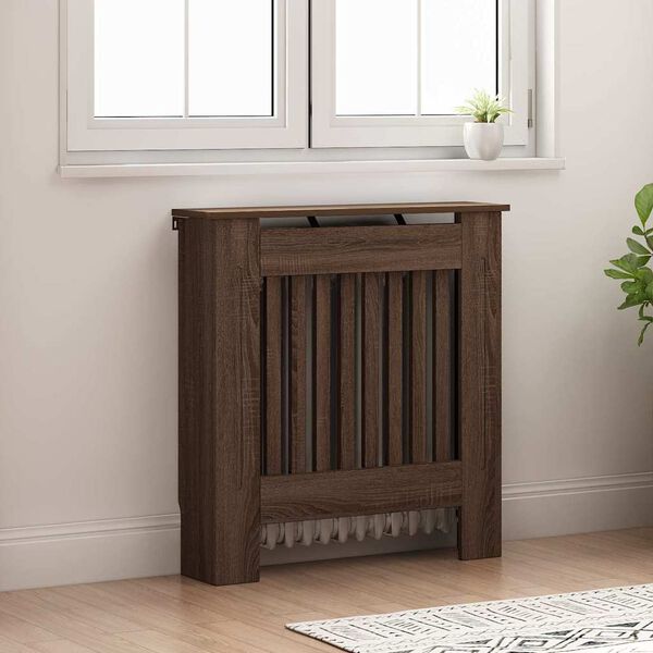 vidaXL Radiator Deksel Brun Eik 78 x 19 x 81,5 cm Konstruert tre