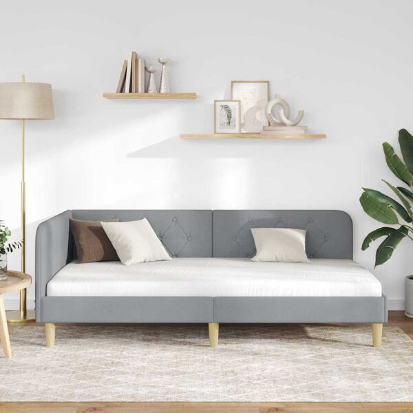 vidaXL Hj&oslash;rnesengramme med hodegjerde Lysegr&aring; 100 x 200 cm stoff