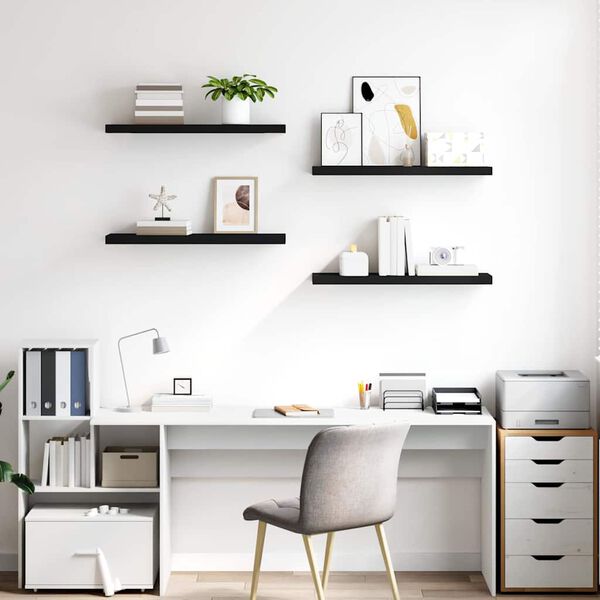 vidaXL Flytende vegghyller 4 stk svart 80x23,5x3,8 cm MDF