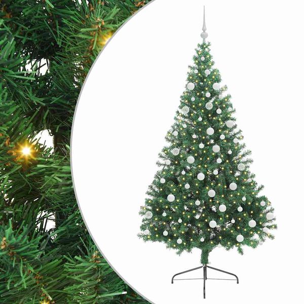 vidaXL Kunstig Forh&aring;ndsopplyst Juletre med 300 LED gr&oslash;nn 180 cm PVC