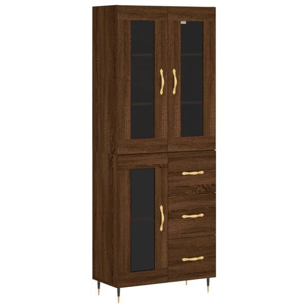 vidaXL Highboard brun eik 69,5x34x180 cm konstruert tre