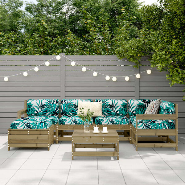 vidaXL Hagesofasett 7 deler impregnert furu