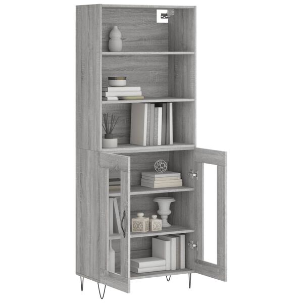 vidaXL Highboard gr&aring; sonoma 69,5x34x180 cm konstruert tre
