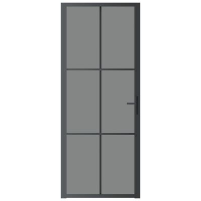 vidaXL Innerdør 83x201,5 cm svart ESG glass og aluminium