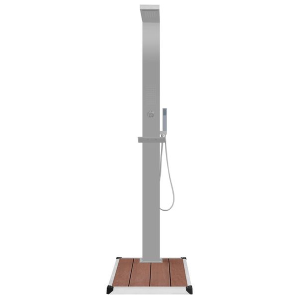 vidaXL Utendørs dusj med brett WPC rustfritt stål