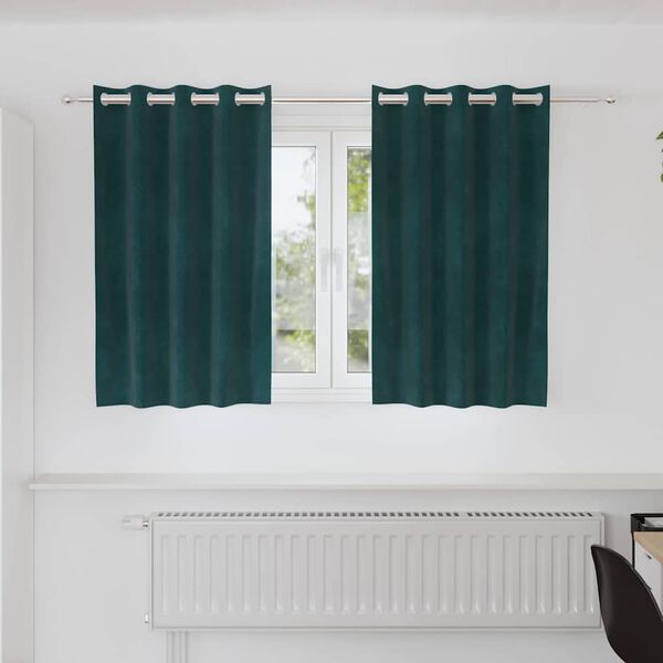 vidaXL Blendingsgardiner 2 pcs Mørkegrønn 140 x 140 cm Fløyel