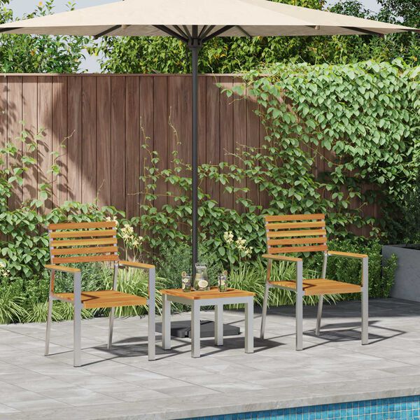 vidaXL HageSpisestueSett 3 pcs Brun Solid Teaktre