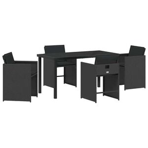 vidaXL Hage Spisegruppe 5 stk. Svart polyrotting