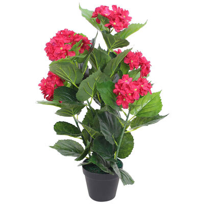 vidaXL Kunstig hortensia med potte 60 cm rød