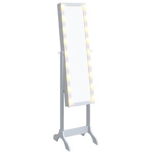 vidaXL Frittstående speil med LED hvit 34x37x146 cm