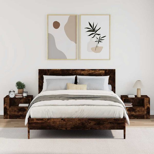 vidaXL Veggmonterte nattbord 2 stk r&oslash;kt eik 45x30x35 cm