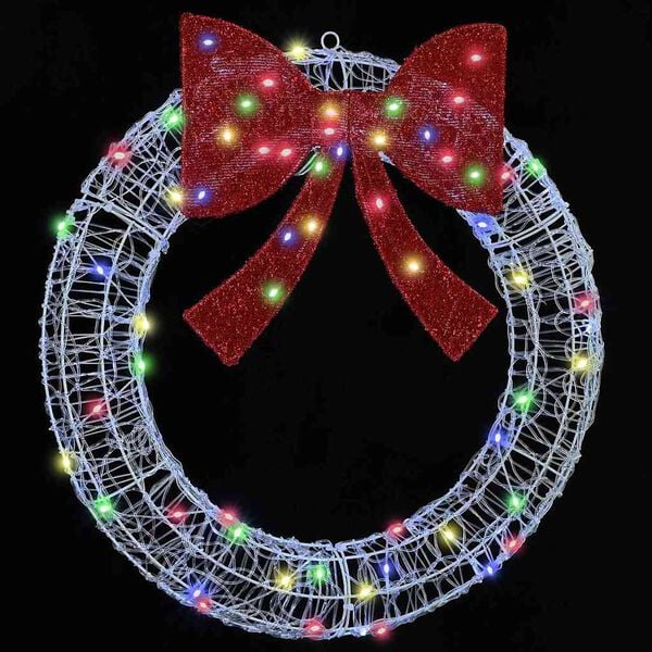 vidaXL Krans med 60 LED Flerfarget 75 cm Akryl