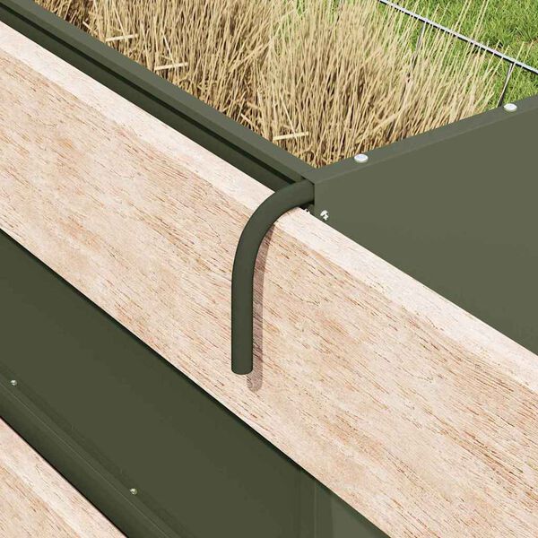 vidaXL Høyfôringsapparat Olivengrønn 71 x 33 x 70 cm Kaldvalsget Stål