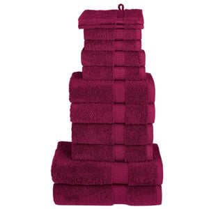 vidaXL Premium h&aring;ndklesett 12 deler SOLUND burgunder 600 gsm