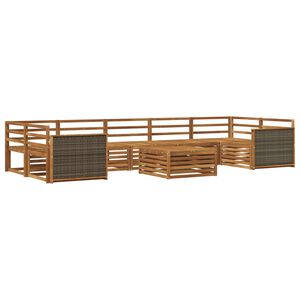 vidaXL Utend&oslash;rs sofa-sett 8 pcs Naturlig Solid akasietre