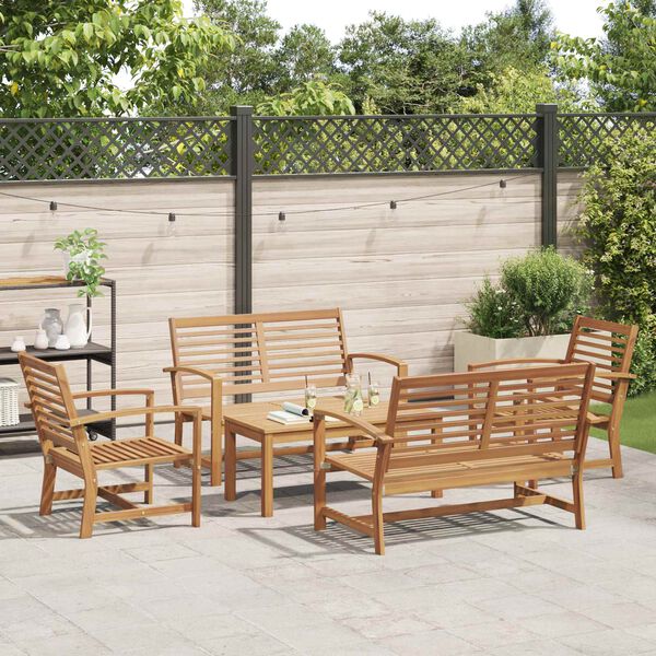 vidaXL Hagesofa Set 5 pcs Naturlig Massivt Teaktre