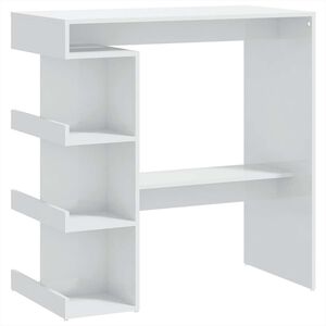 vidaXL Barbord med oppbevaringsstativ h&oslash;yglans hvit 100x50x101,5 cm