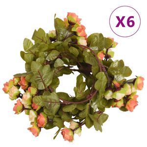vidaXL Blomsterkranser 6 stk solnedgangr&oslash;d 215 cm
