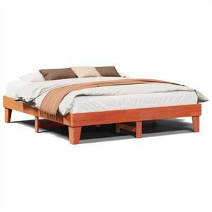 vidaXL Sengeramme uten madrass voksbrun 200x200 cm heltre furu