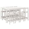 vidaXL Hagebarsett 9 deler hvit heltre furu