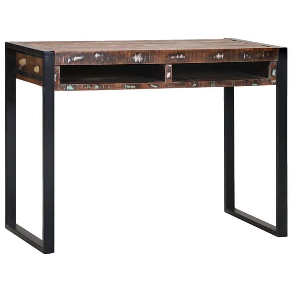 vidaXL Sminkebord Flerfarget 100 x 50 x 75 cm Massivt gjenvunnet tre