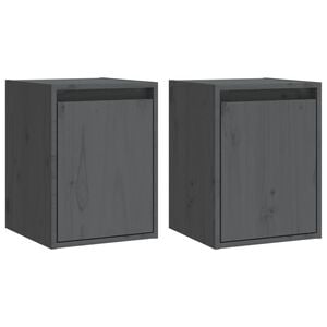 vidaXL Veggskap 2 stk gr&aring; 30x30x40 cm heltre furu