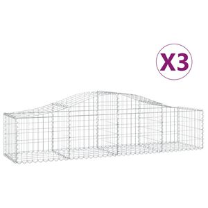 vidaXL Gabionkurver buede 3 stk 200x50x40/60 cm galvanisert jern