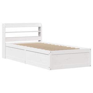 vidaXL Sengeramme med hodegavl hvit 90x190 cm heltre furu