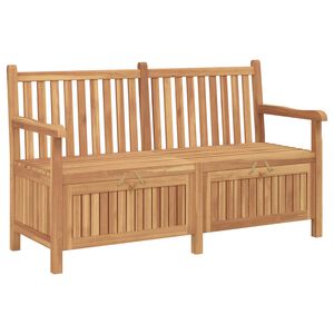 vidaXL Hagebenk med lagring med d&oslash;r 150 x 60 x 90 cm Massivt Teaktre