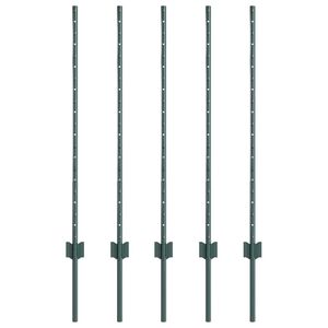 vidaXL Gjerdep&aring;le 5 pcs gr&oslash;nn 140 cm St&aring;l