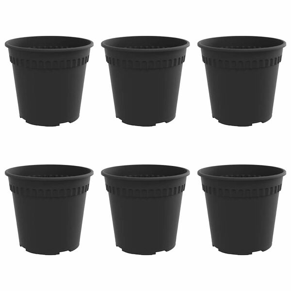 vidaXL Rund Blomsterpotte 6 pcs Svart &Oslash; 19 x 16 cm Plast