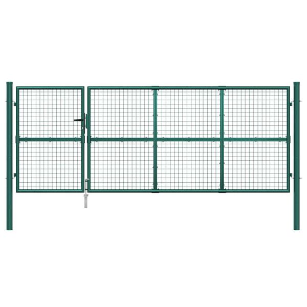 vidaXL Hageport med netting gr&oslash;nn 350x125 cm galvanisert st&aring;l