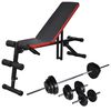 vidaXL Justerbar situp-benk med vektstang og manualsett 30,5 kg