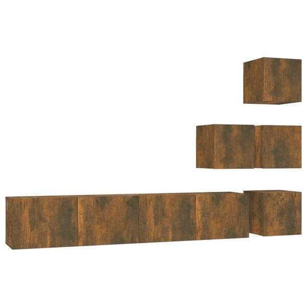 vidaXL Veggmontert TV-benk r&oslash;kt eik konstruert tre