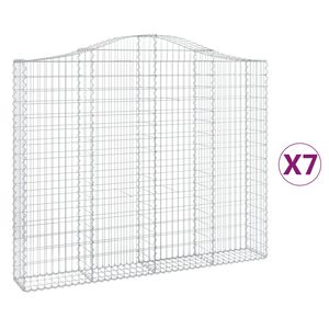 vidaXL Gabionkurver buede 7 stk 200x30x160/180 cm galvanisert jern