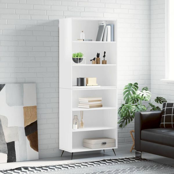 vidaXL Highboard h&oslash;yglans hvit 69,5x32,5x180 cm konstruert tre
