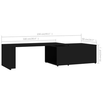 vidaXL Salongbord svart 150x50x35 cm sponplate
